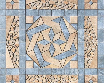 44 5/8" X 45 5/8" Tile Medallion  - Lowes Mesa Beige & Happy Floors French Quarter tile series