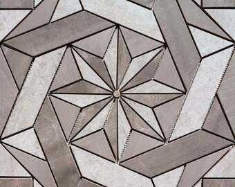 Handmade Tile Medallion: Skyros Gray Porcelain, 22.25" Square