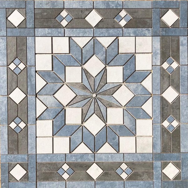 36" x 36" Tile Medallion Deco Mosaic Accent - Happy Floors French Quarter series