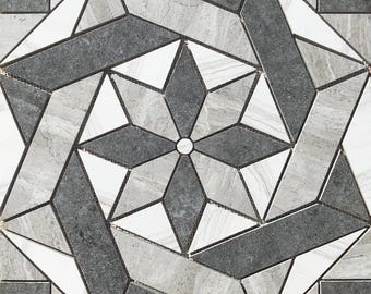 22 1/4" x 22 1/4" Porcelain Tile Medallion Accent Mosaic (A36)
