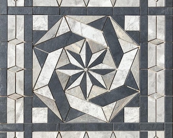 36" x 36" Tile Medallion Mosaic - Happy Floors Eternity & Phoenix tile series