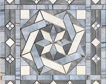 36" x 36" Tile Medallion - Happy Floors Exotic Stone & Cipriani tile series