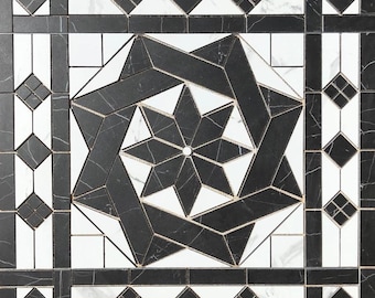 36" x 36" Tile Medallion Mosaic Mural - Home Depot Marble look tile series