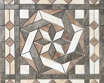 36" x 36" Tile Medallion Mosaic - Crossville Stonefire tile series
