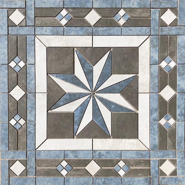 36" x 36" Tile Medallion Deco Mosaic Accent - Happy Floors French Quarter series