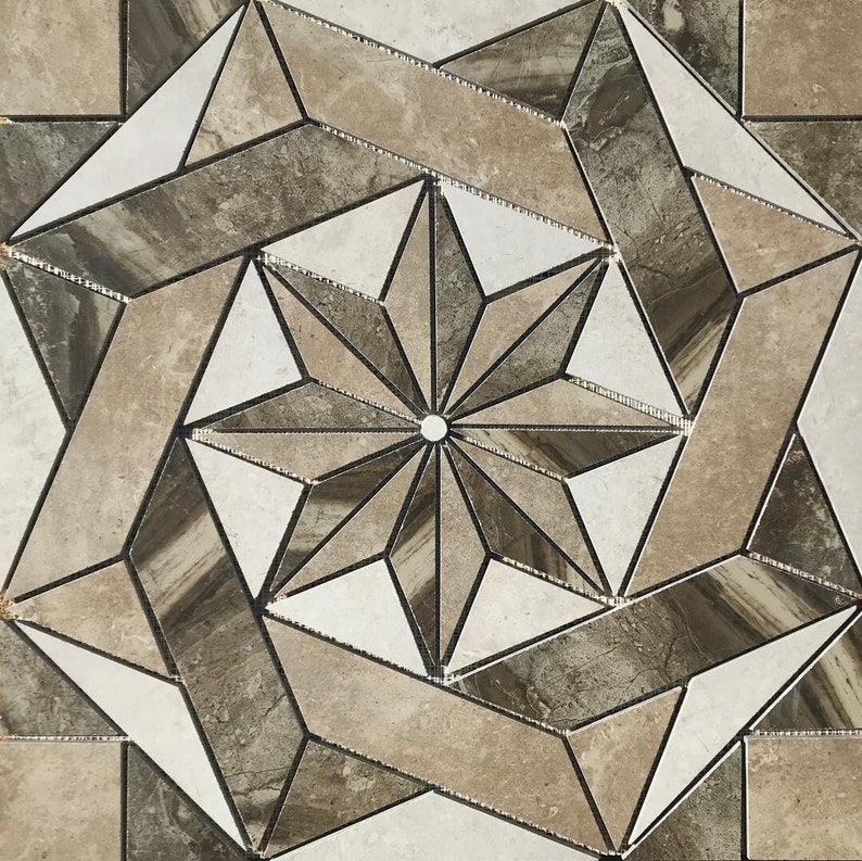 22 1/4" x 22 1/4" Tile Medallion Mural Daltile Affinity and American