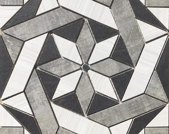 22 1/4" x 22 1/4" Porcelain Tile Medallion Accent Mosaic (A46)