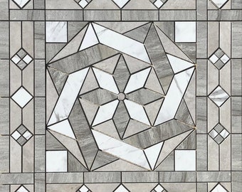 36" x 36" Tile Medallion Mosaic - Daltile Linden Point & Affinity tile series