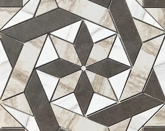 22 1/4" x 22 1/4" Porcelain Tile Medallion Accent Mosaic (A35)