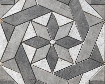 22 1/4" x 22 1/4" Porcelain Tile Medallion Accent Mosaic (A45)