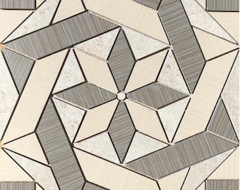 22 1/4" x 22 1/4" Porcelain Tile Medallion Accent Mosaic (A13)