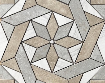 22 1/4" x 22 1/4" Porcelain Tile Medallion Accent Mosaic (A32)