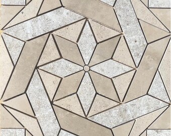 22 1/4" x 22 1/4" Porcelain Tile Medallion Accent Mosaic (A2)