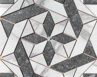22 1/4" x 22 1/4" Porcelain Tile Medallion Accent Mosaic (A16)