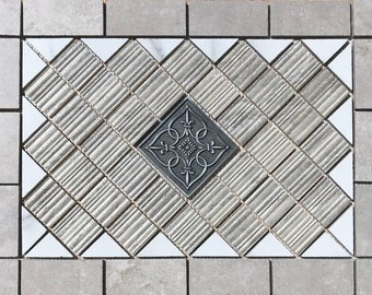 21 5/8" X 15 3/4" Tile Medallion - Daltile Affinity & Calligo - metal accent