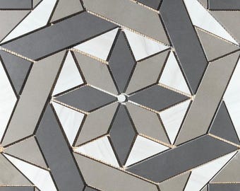 22 1/4" x 22 1/4" Porcelain Tile Medallion Accent Mosaic (A11)