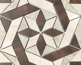 22 1/4" x 22 1/4" Porcelain Tile Medallion Accent Mosaic (A12)