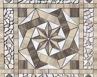 36" x 36" Tile Medallion Deco Mosaic Accent - Happy Floors Paint Stone series