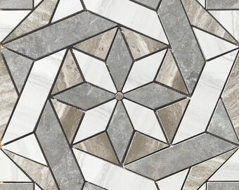 22 1/4" x 22 1/4" Porcelain Tile Medallion Accent Mosaic (A37)