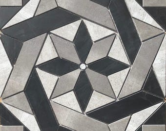 22 1/4" x 22 1/4" Porcelain Tile Medallion Accent Mosaic (A43)