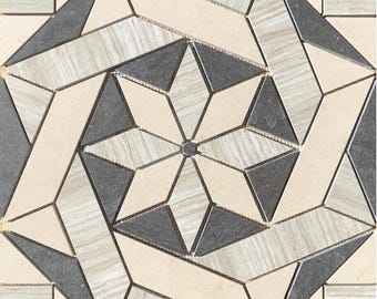 22 1/4" x 22 1/4" Porcelain Tile Medallion Accent Mosaic (A4)