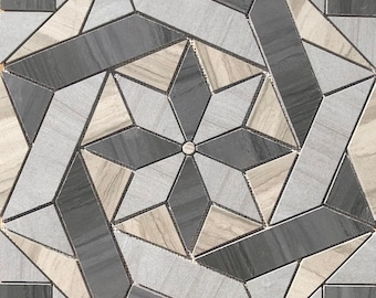 22 1/4" x 22 1/4" Porcelain Tile Medallion Accent Mosaic (A41)