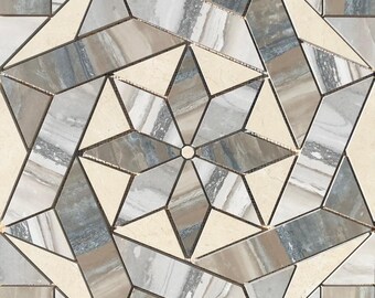 22 1/4" x 22 1/4" Porcelain Tile Medallion Accent Mosaic (A6)