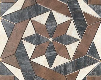 22 1/4" x 22 1/4" Porcelain Tile Medallion Accent Mosaic (A9)