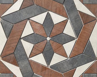 22 1/4" x 22 1/4" Porcelain Tile Medallion Accent Mosaic (A42)