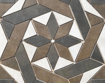 22 1/4" x 22 1/4" Porcelain Tile Medallion Accent Mosaic (A49)