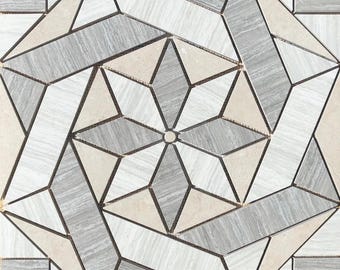 22 1/4" x 22 1/4" Porcelain Tile Medallion Accent Mosaic (A3)