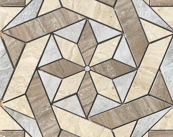 22 1/4" x 22 1/4" Porcelain Tile Medallion Accent Mosaic (A34)