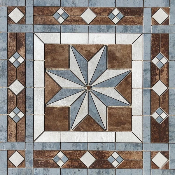 36" x 36" Tile Medallion Deco Mosaic Accent - Happy Floors French Quarter series