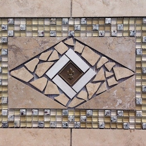 21 7/8 X 15 7/8&quot; Tile Medallion mosaic -Daltile Sandalo tile & metal accent