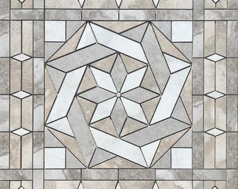 36" x 36" Tile Medallion Mosaic - Daltile Archaia tile series