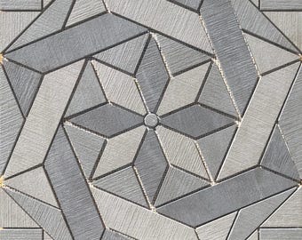 22 1/4" x 22 1/4" Porcelain Tile Medallion Accent Mosaic (A48)