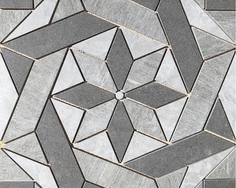 22 1/4" x 22 1/4" Porcelain Tile Medallion Accent Mosaic (A14)