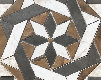 22 1/4" x 22 1/4" Porcelain Tile Medallion Accent Mosaic (A47)