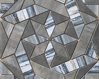 22 1/4" x 22 1/4" Porcelain Tile Medallion Accent Mosaic (A33)