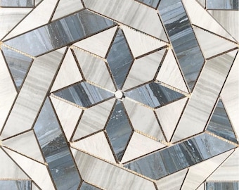 22 1/4" x 22 1/4" Porcelain Tile Medallion Accent Mosaic (A17)