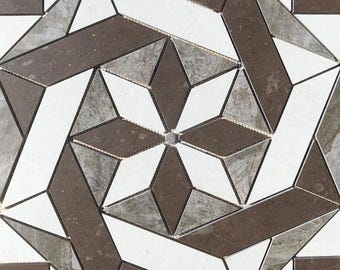 22 1/4" x 22 1/4" Porcelain Tile Medallion Accent Mosaic (A8)