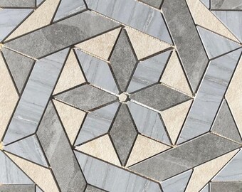 22 1/4" x 22 1/4" Porcelain Tile Medallion Accent Mosaic (A10)