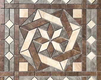 36" x 36" Tile Medallion Mosaic - Crossville Stonefire tile series