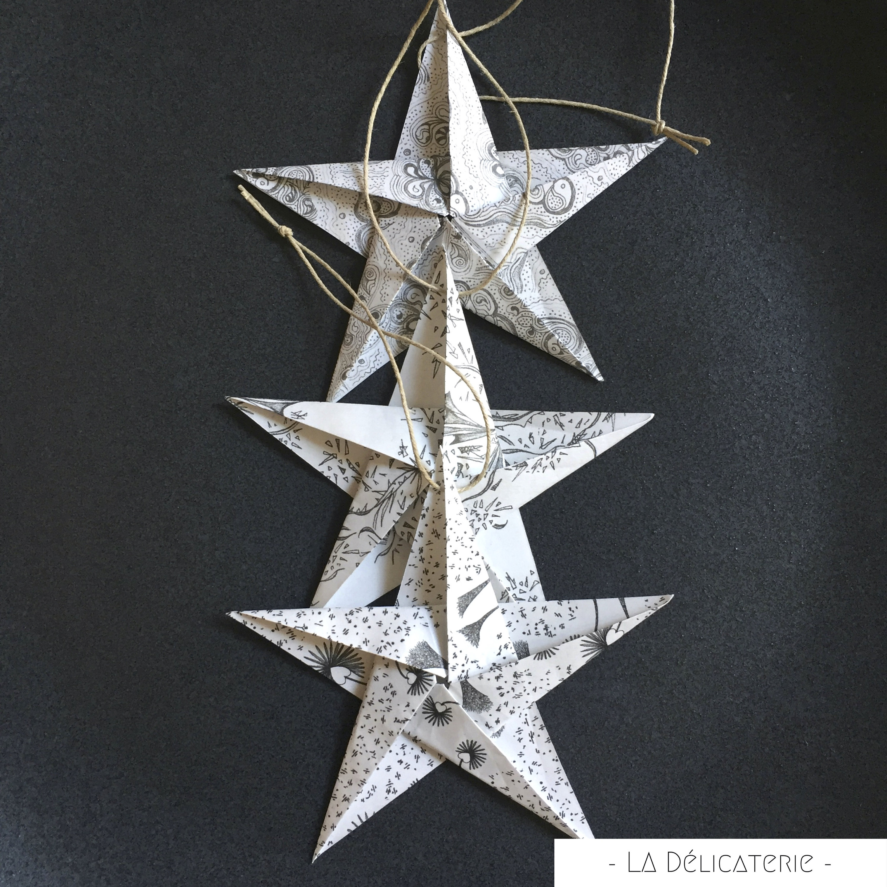Décoration de Noël en Origami - Lot 3 Étoiles