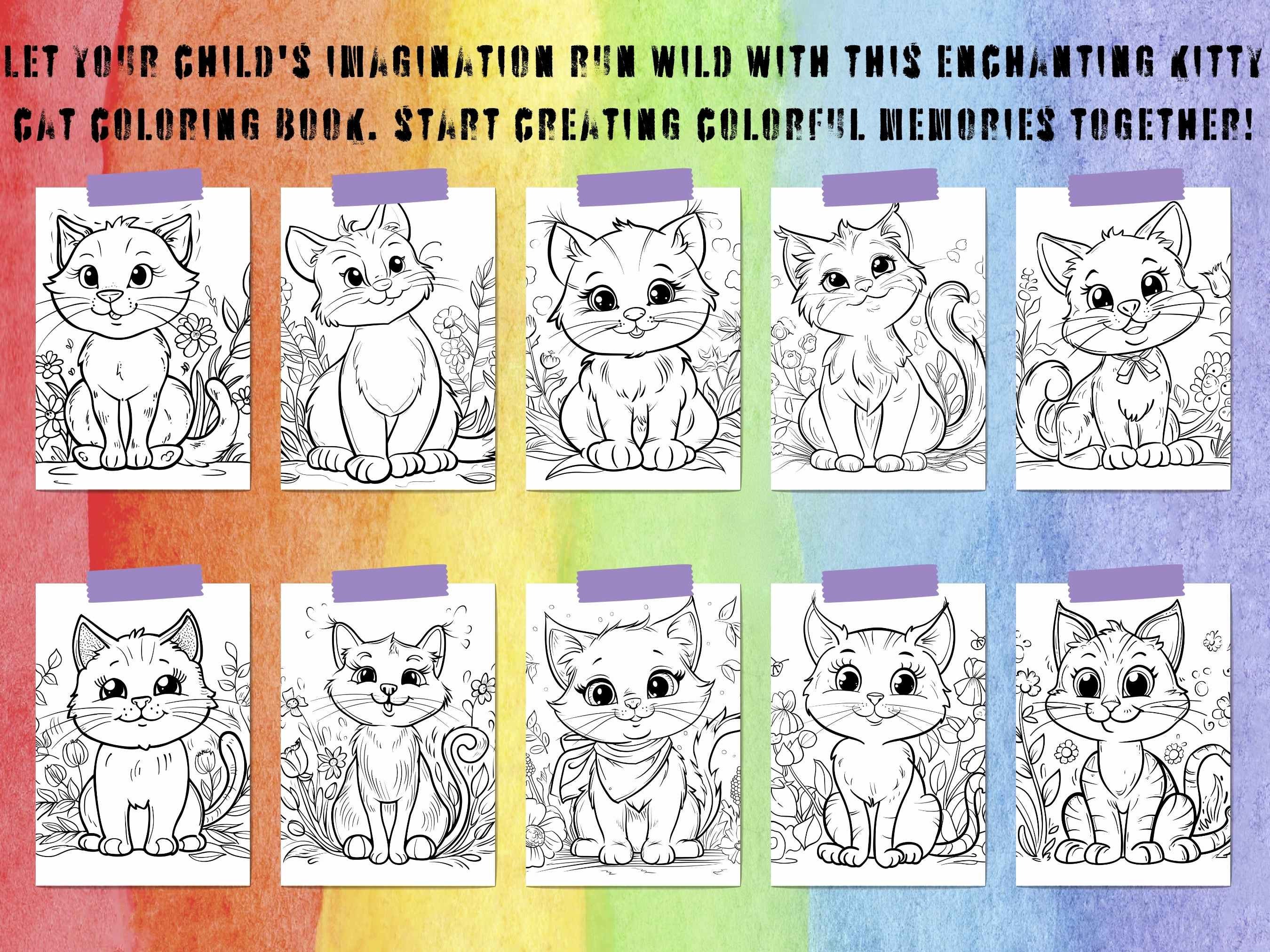 Colorful Kitties: A Fun and Easy Coloring Book for Kids Kitty Cat ...
