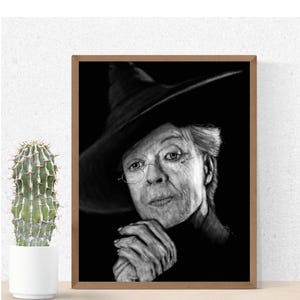 Transfiguration – White Charcoal Portrait of Professor McGonagall