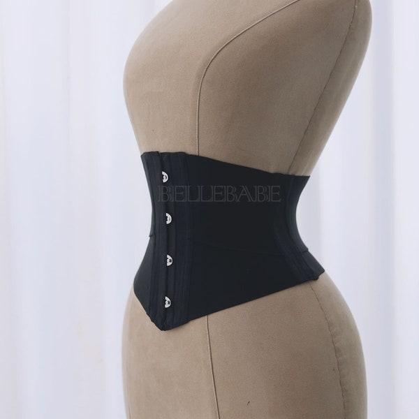 NOUVEAU BEAU corset classique chic avec os en acier noir, style court extensible et respirant sans couture, entraîneur de taille enveloppante sous la poitrine