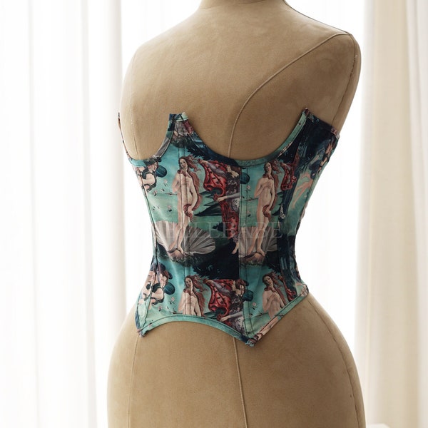 Corset Vénus peinture à l'huile pour femme, élégant français victorien, haut corset vintage intemporel sous la poitrine, haut corset ultra fin et léger