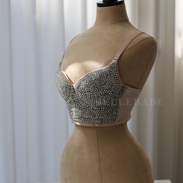 NOWY PIĘKNY seksowny i zachwycający top do tańca brzucha/szykowny, oszałamiający imprezowy gorset Superstar Overbust/cenne błyszczące sztuczne kryształy diamentowe