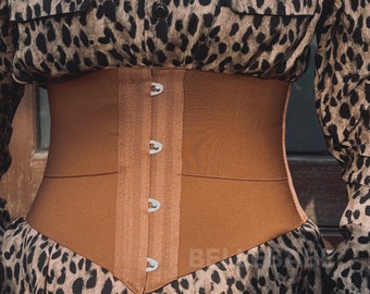 NEW BEAUTIFUL  Brown Color Steel Bones Corset,Tummy Wrap Waist Trainer Underbust Shapewear